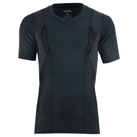 Mafoose V-Neck Covert Carry Shirt for Men Holster Compression Shirt Medium to 4XL Black