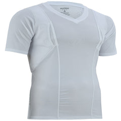 Mafoose V-Neck Covert Carry Shirt for Men Holster Compression Shirt Medium to 4XL White