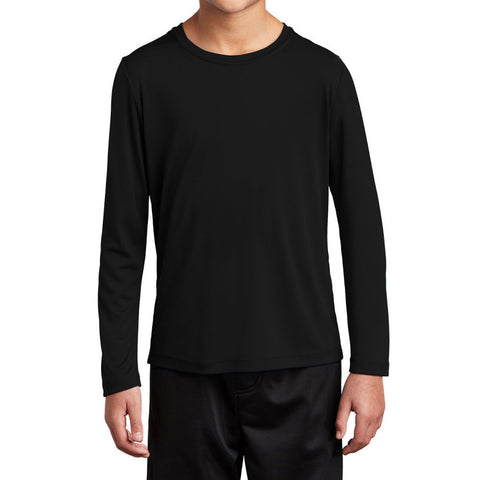 Youth Posi-UV Pro Long Sleeve Tee UPF 50 Sun Protection Moisture-Wicking PosiCharge Technology-Black