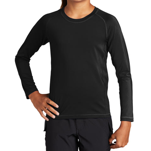 Youth Long Sleeve Rashguard Tee Ultimate Sun Protection & Comfort - Black