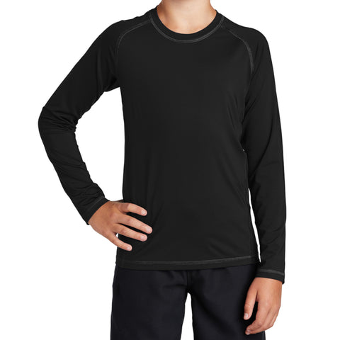 Youth Long Sleeve Rashguard Tee Ultimate Sun Protection & Comfort - Black