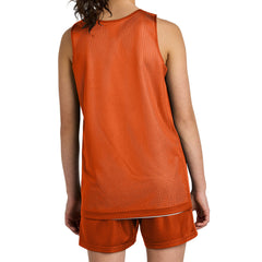 Youth PosiCharge Reversible Mesh Tank Moisture-Wicking Lightweight And Durable-Deep Orange/ White