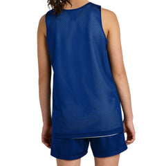 Youth PosiCharge Reversible Mesh Tank Moisture-Wicking Lightweight And Durable-True Royal/ White