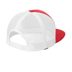Men's Flat Bill Plastic Snapback Polyester Foam Trucker Cap-New Red