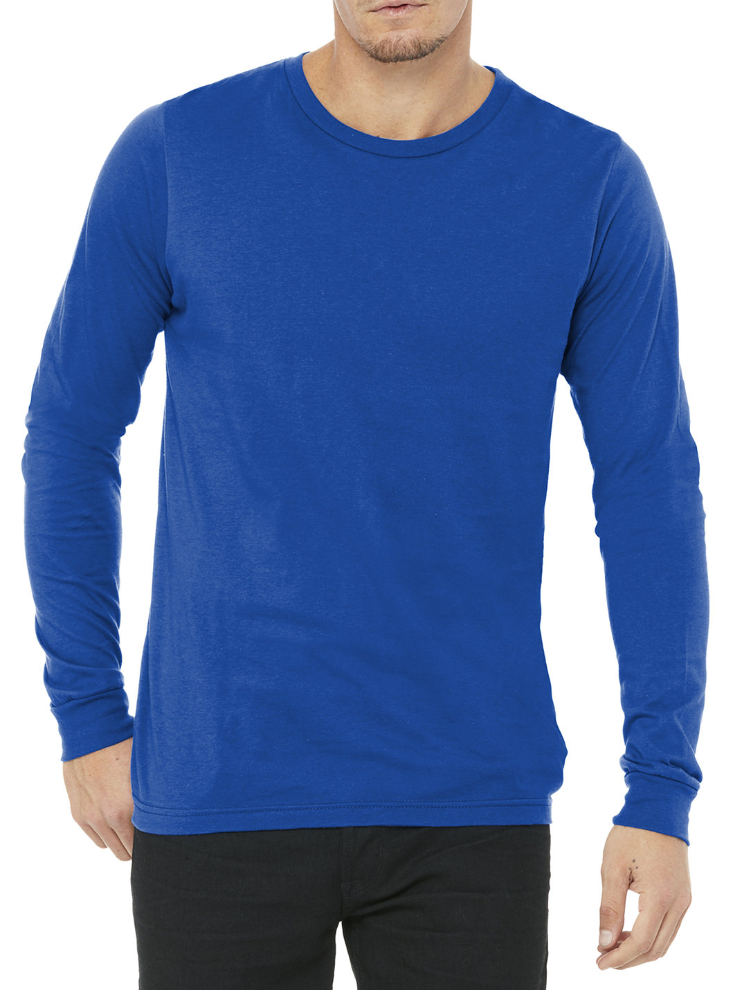 Mens Casual Long Sleeve Jersey Ribbed Cuffs Tee