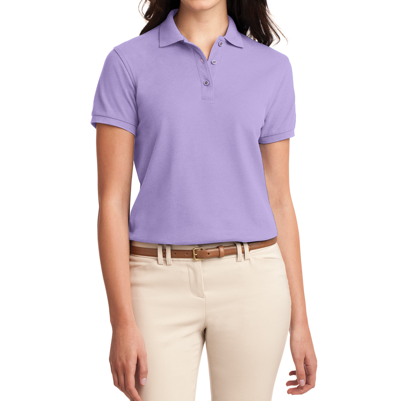 Womens Silk Touch Classic Polo Shirt - Bright Lavender - Front