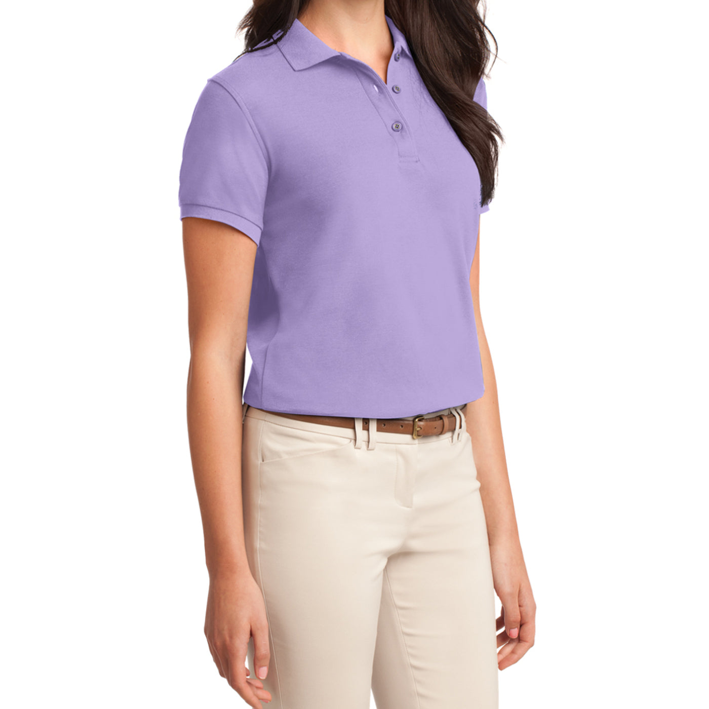 Womens Silk Touch Classic Polo Shirt - Bright Lavender - Side