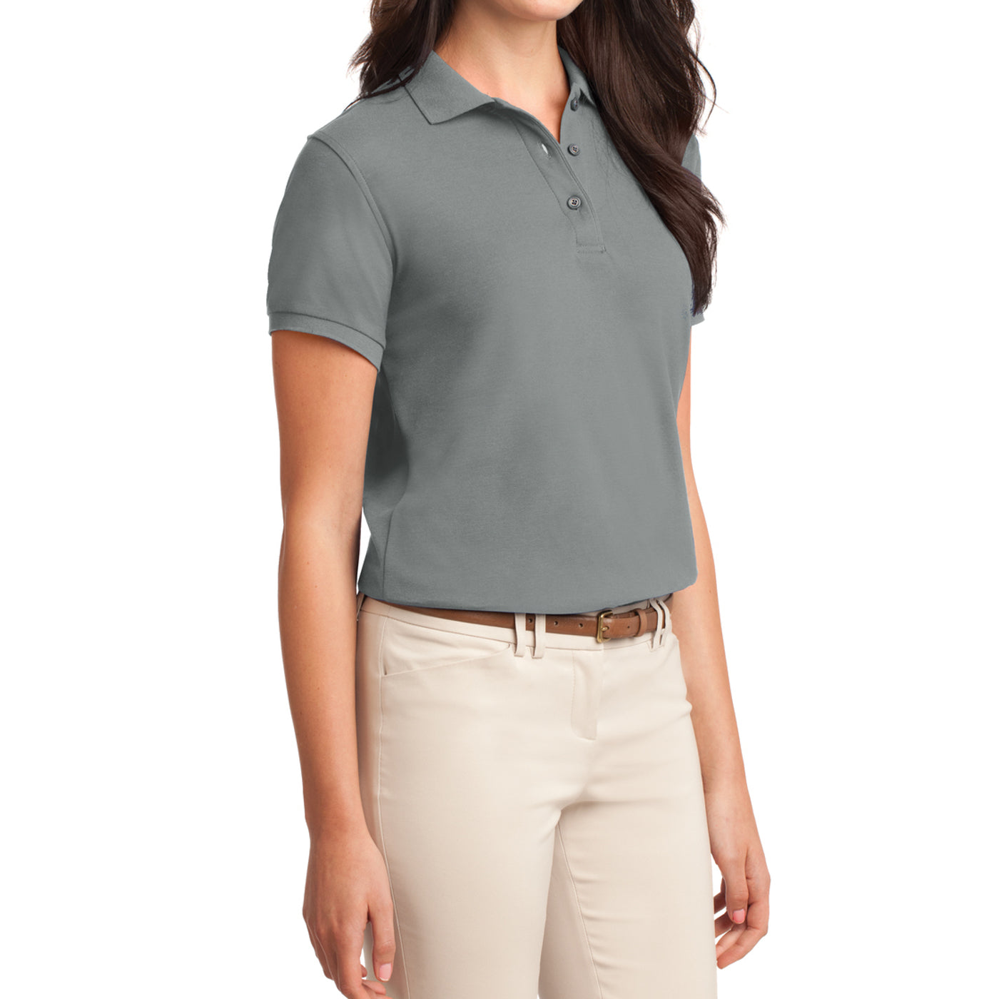 Womens Silk Touch Classic Polo Shirt - Cool Grey - Side
