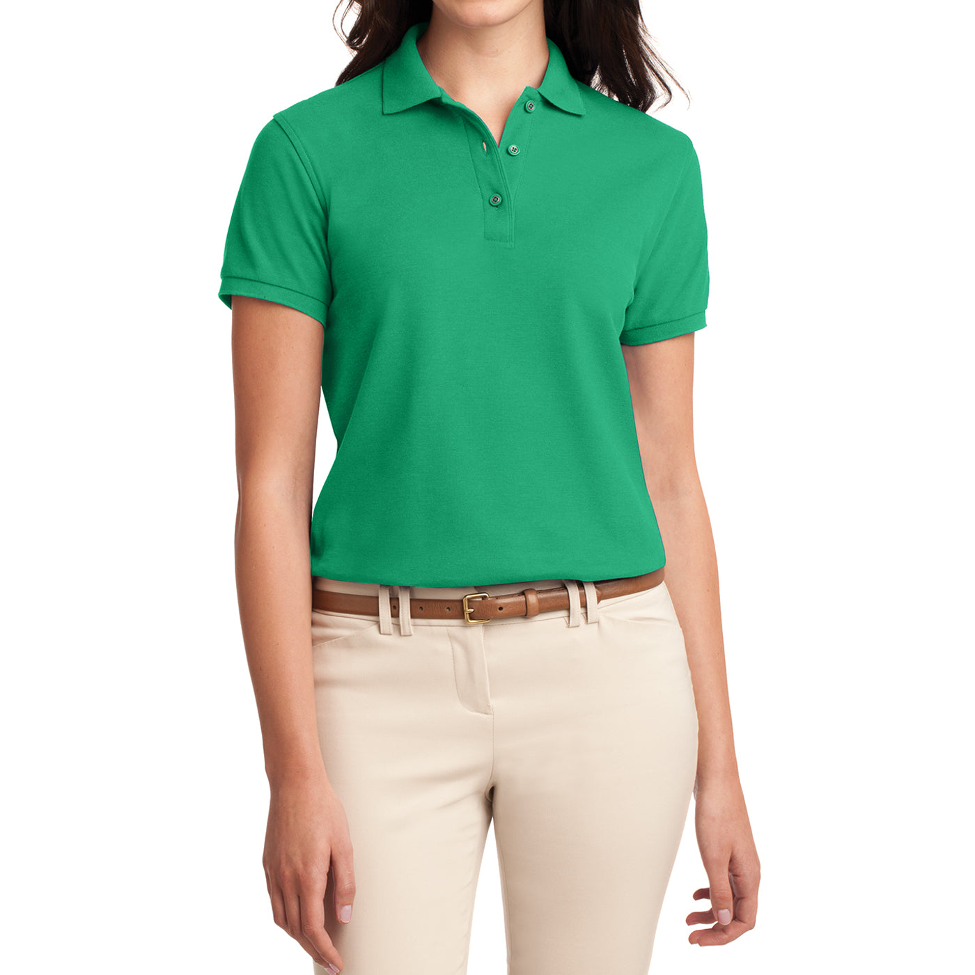 Womens Silk Touch Classic Polo Shirt - Court Green - Front
