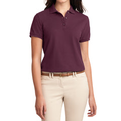 Womens Silk Touch Classic Polo Shirt - Maroon - Front