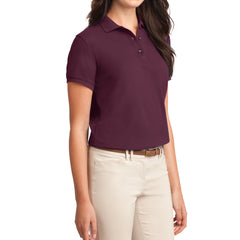 Womens Silk Touch Classic Polo Shirt - Maroon - Side