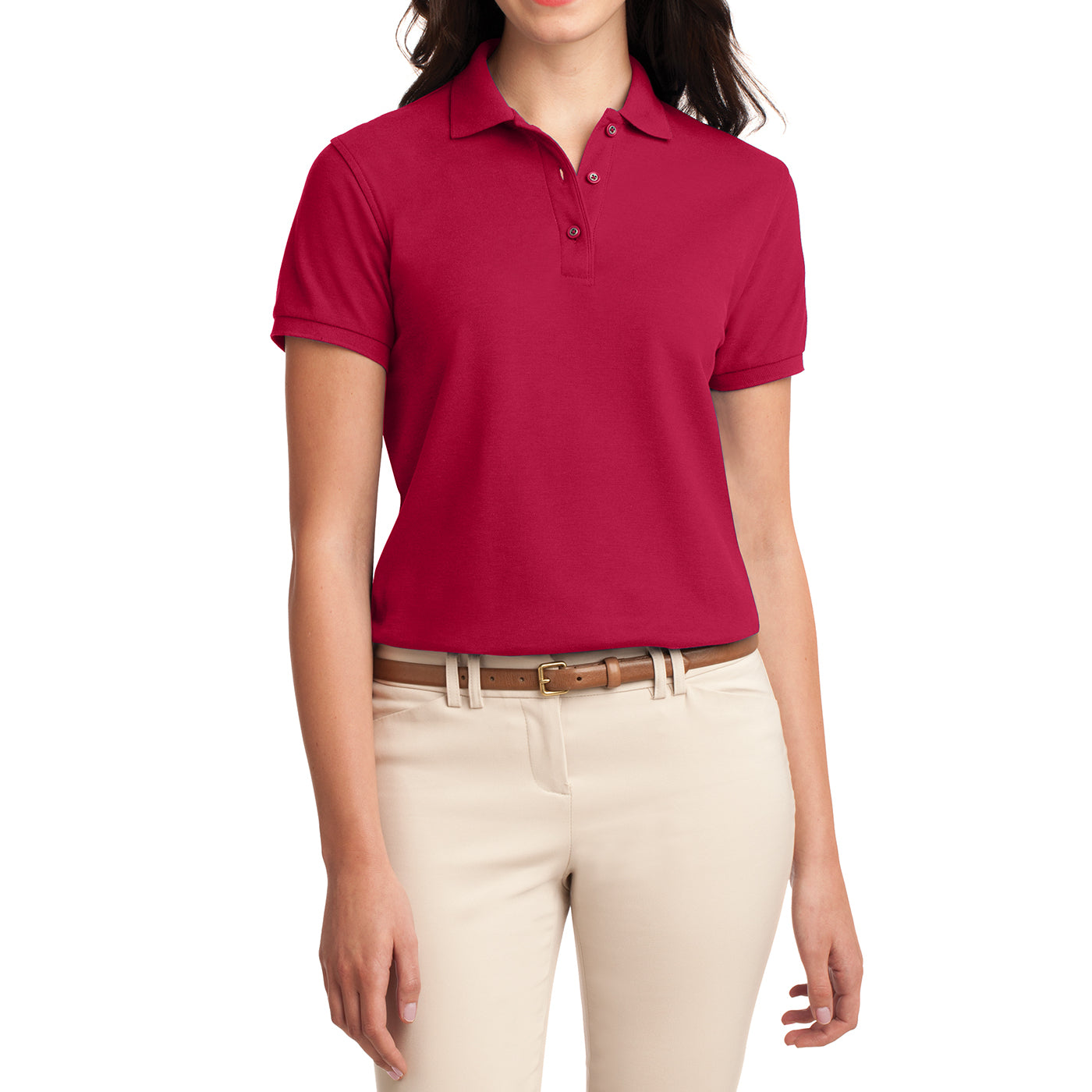 Womens Silk Touch Classic Polo Shirt - Red - Front