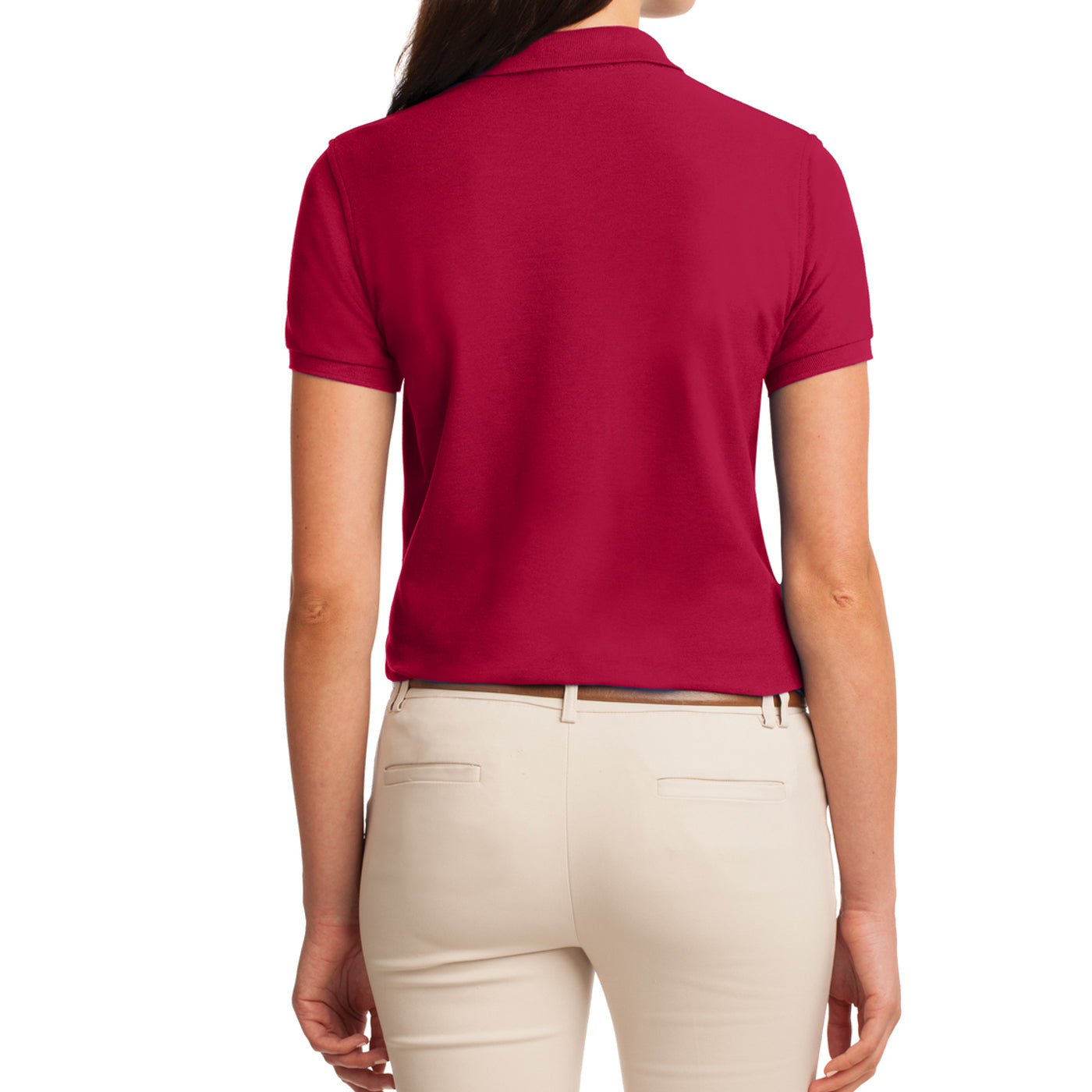 Womens Silk Touch Classic Polo Shirt - Red - Back