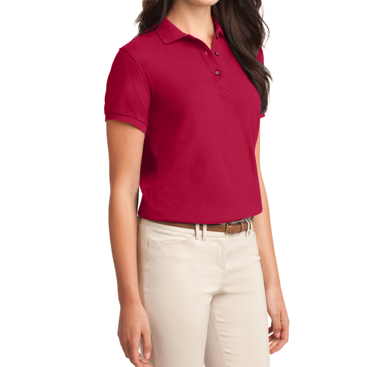 Womens Silk Touch Classic Polo Shirt - Red - Side