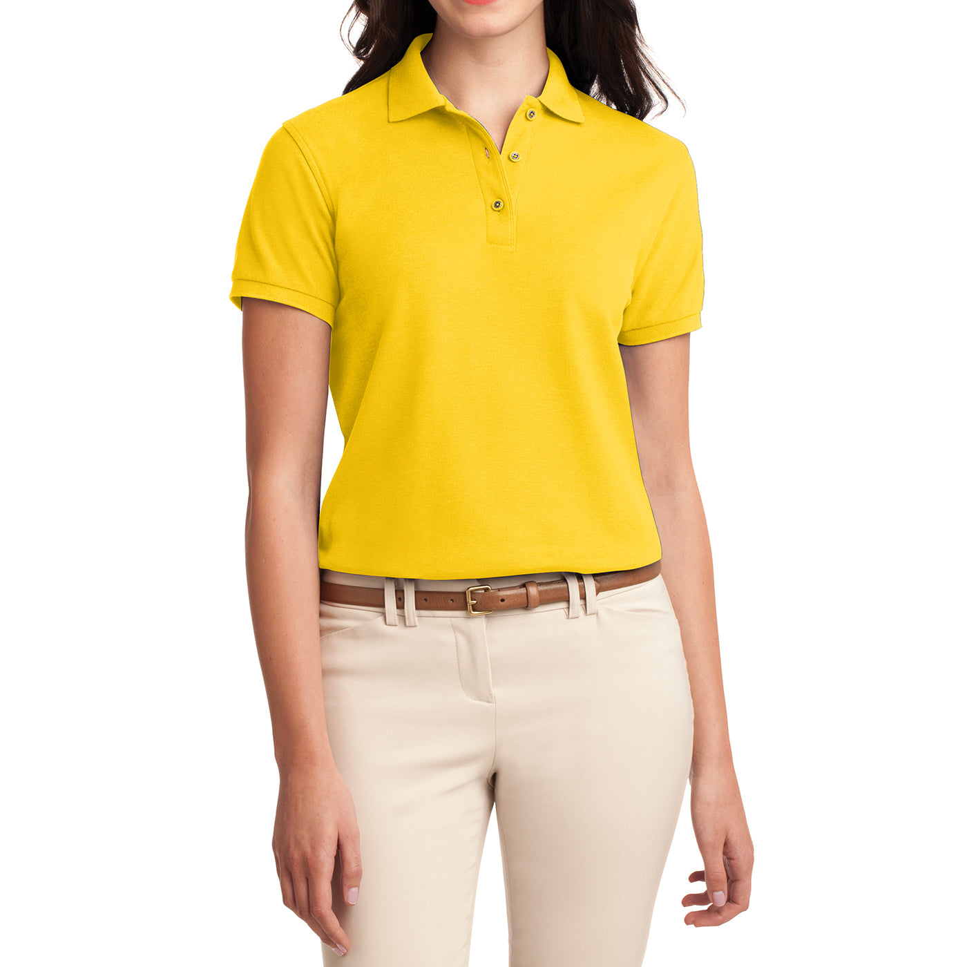 Womens Silk Touch Classic Polo Shirt - Sunflower Yellow - Front