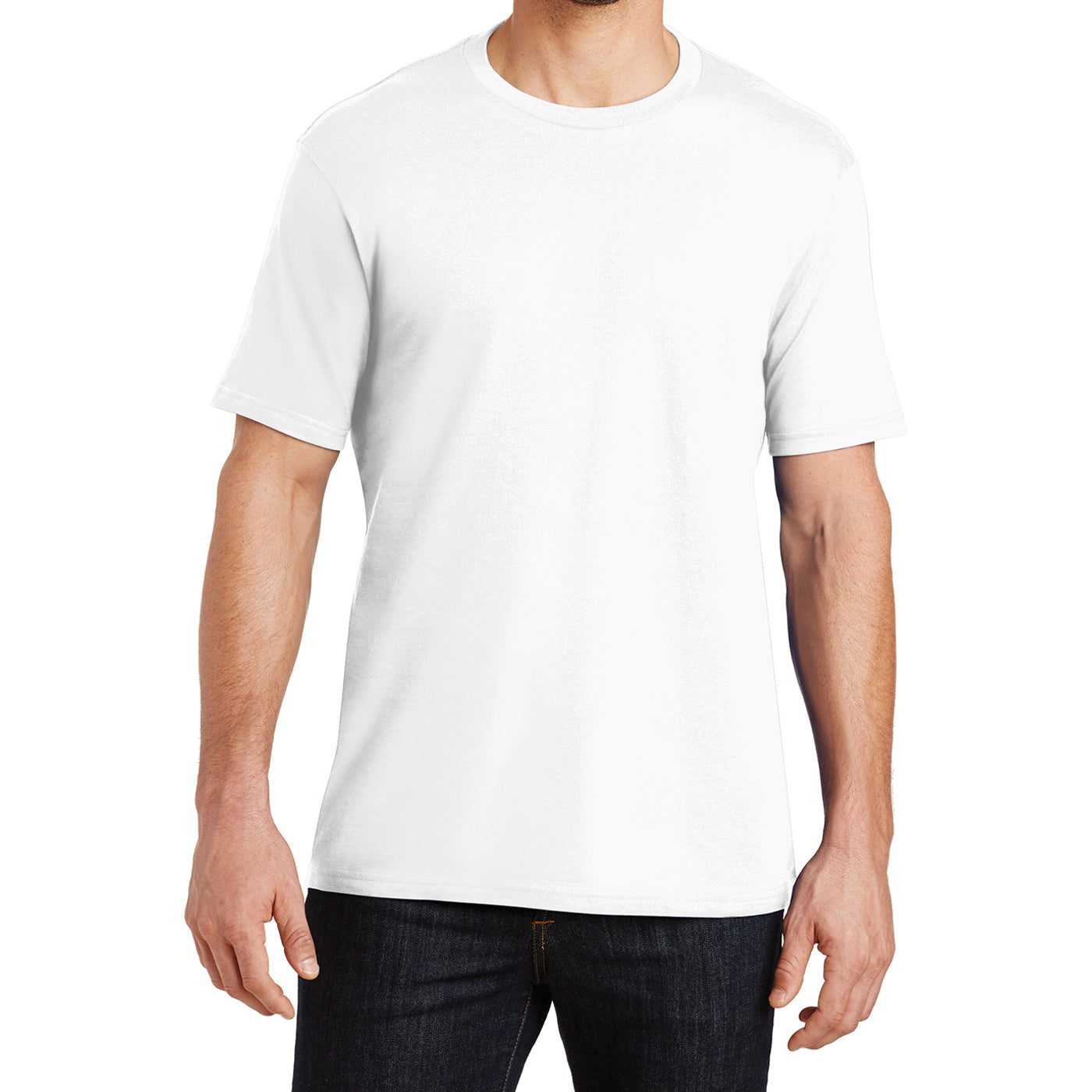 Mens Perfect Weight Crew Tee - Bright White - Front