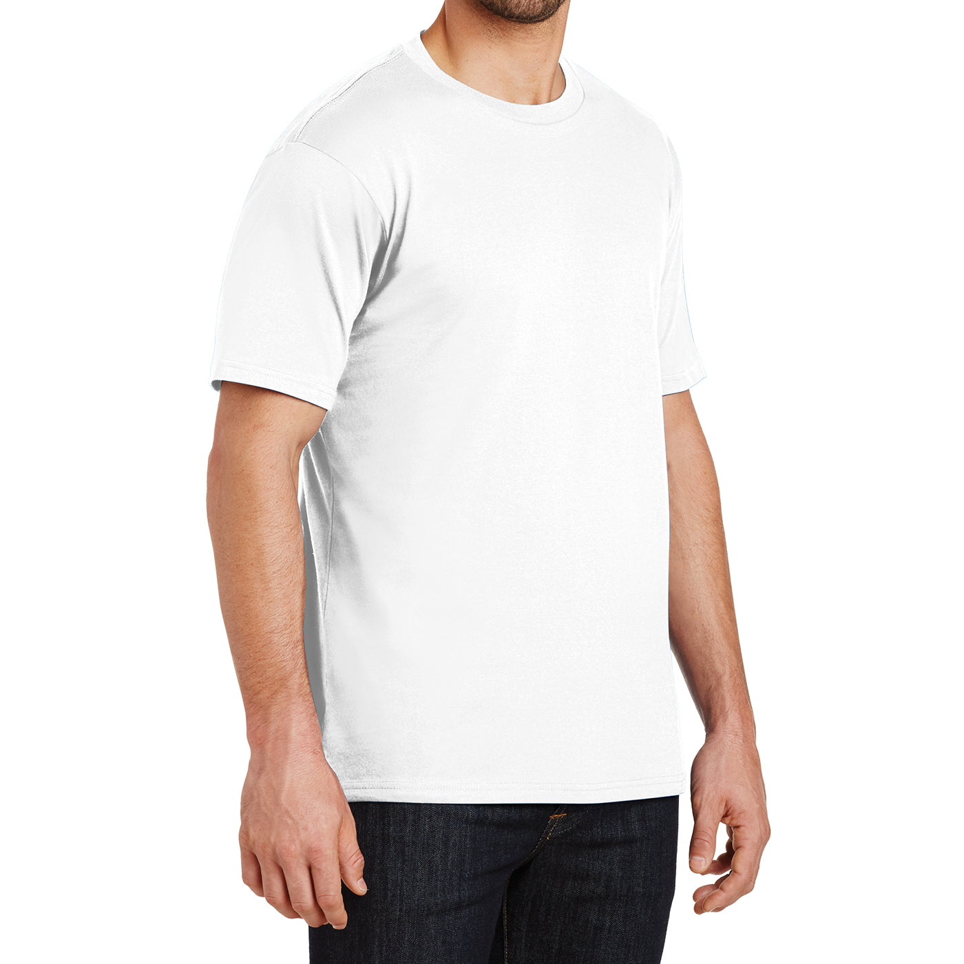 Mens Perfect Weight Crew Tee - Bright White - Side