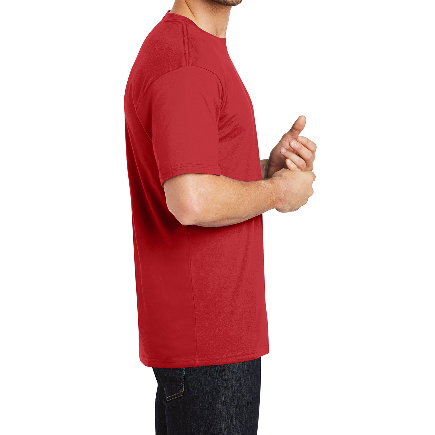 Mens Perfect Weight Crew Tee - Classic Red - Side