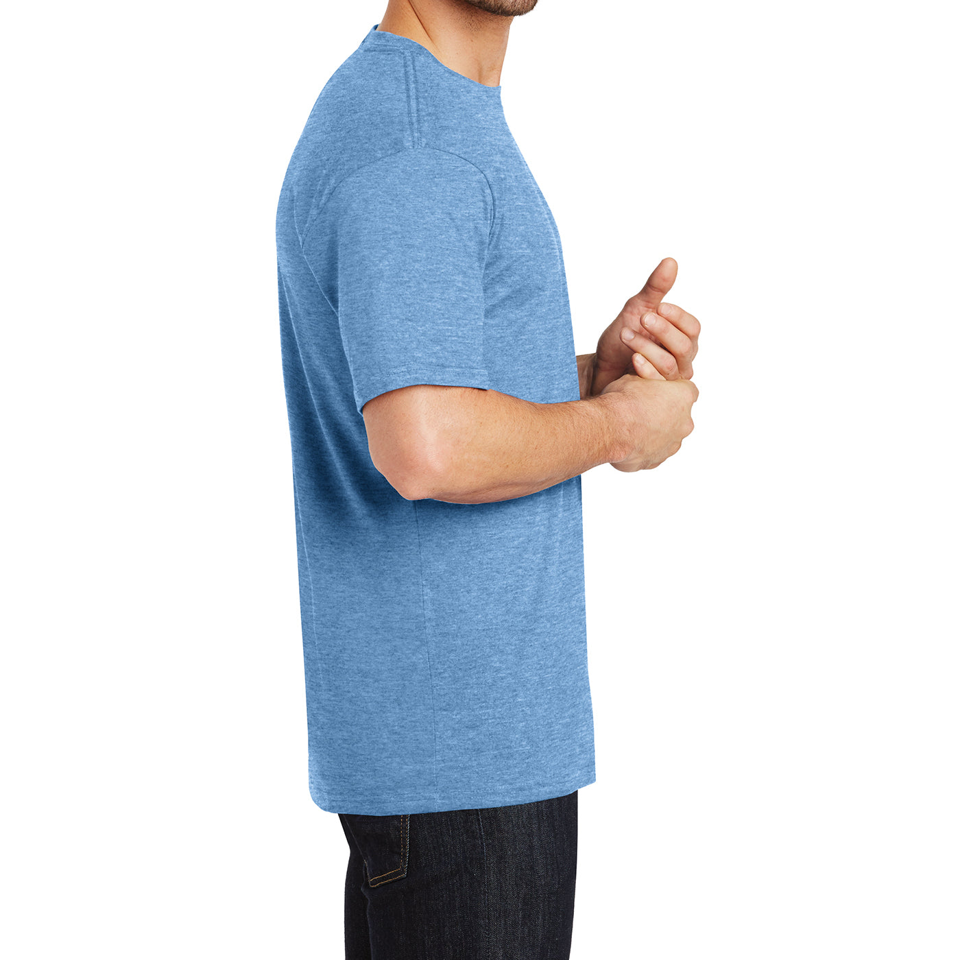 Mens Perfect Weight Crew Tee - Clean Denim- Side