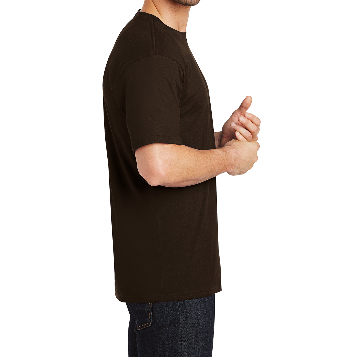 Mens Perfect Weight Crew Tee - Espresso- Side