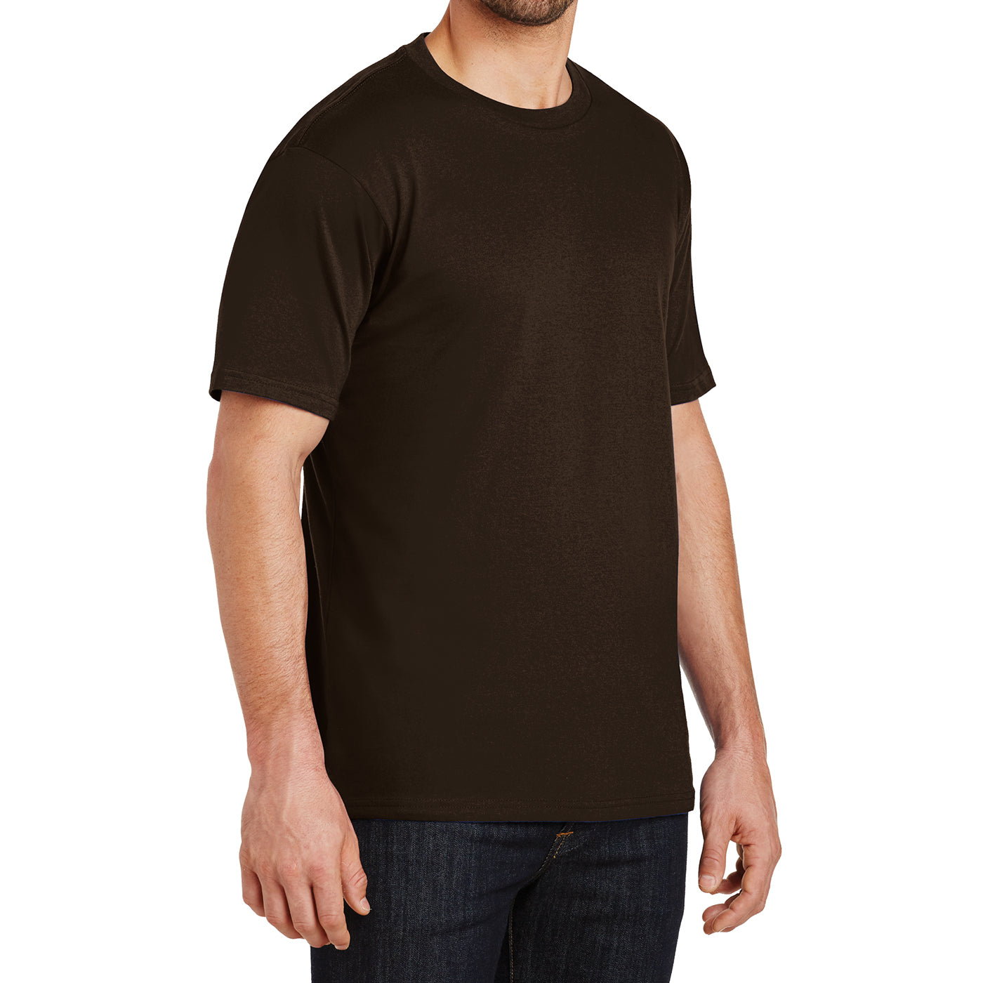 Mens Perfect Weight Crew Tee - Espresso- Side