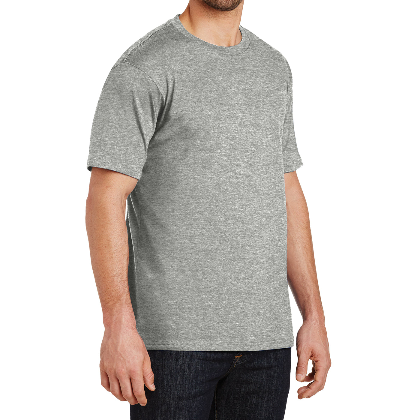 Mens Perfect Weight Crew Tee - Heathered Steel - Side
