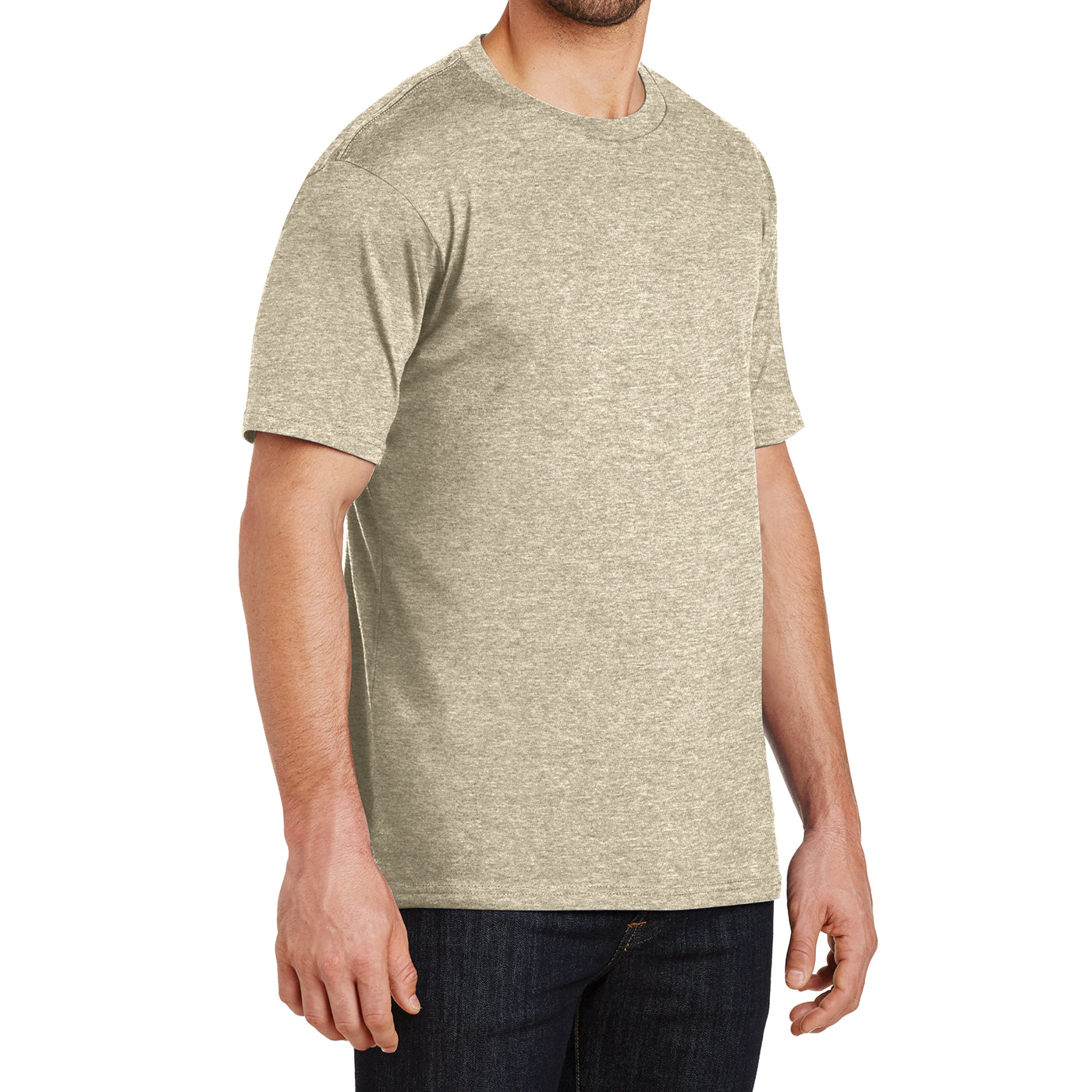 Mens Perfect Weight Crew Tee - Heathered Latte - Side