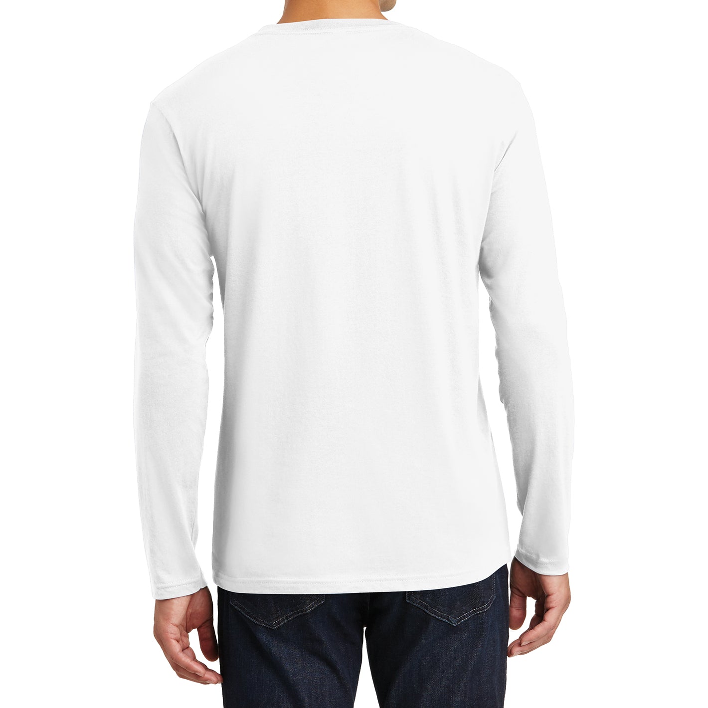 Mens Perfect Weight Long Sleeve Tee - Bright White - Back
