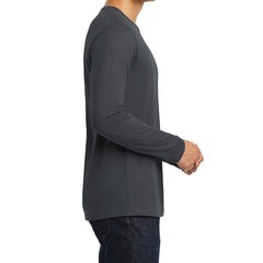 Mens Perfect Weight Long Sleeve Tee - Charcoal - Side