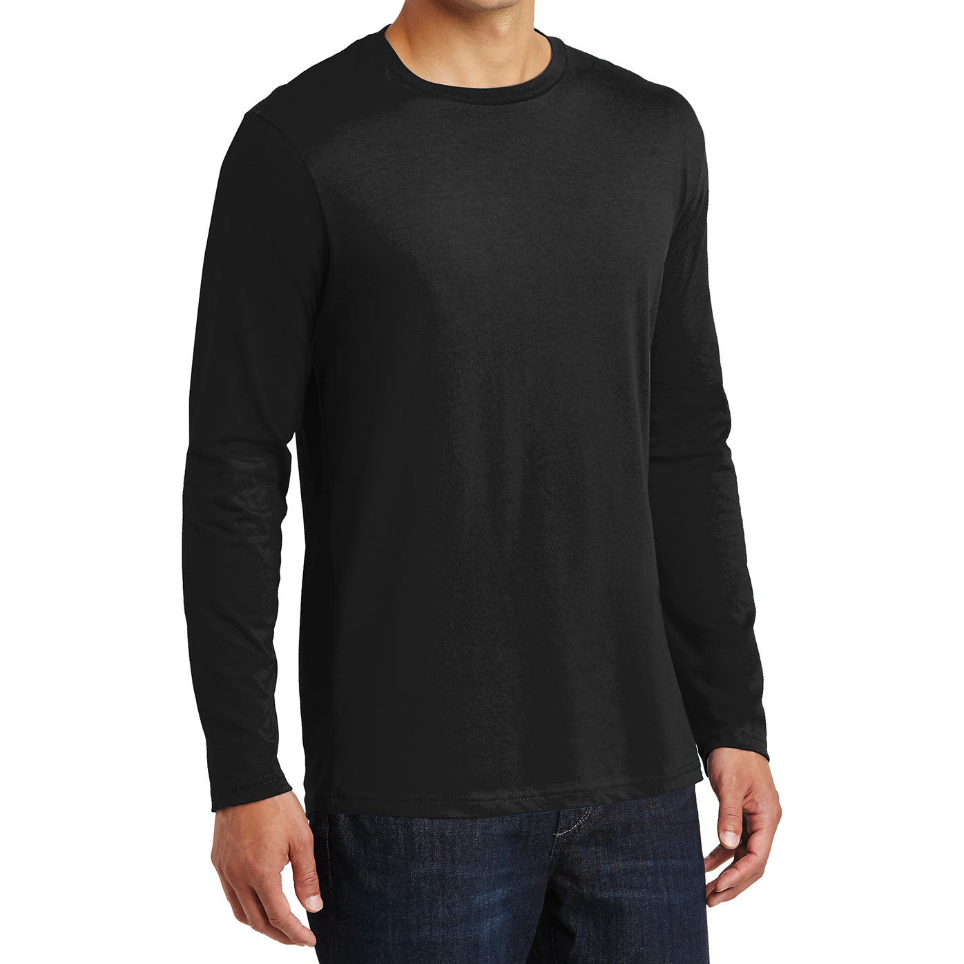 Mens Perfect Weight Long Sleeve Tee - Jet Black - Side