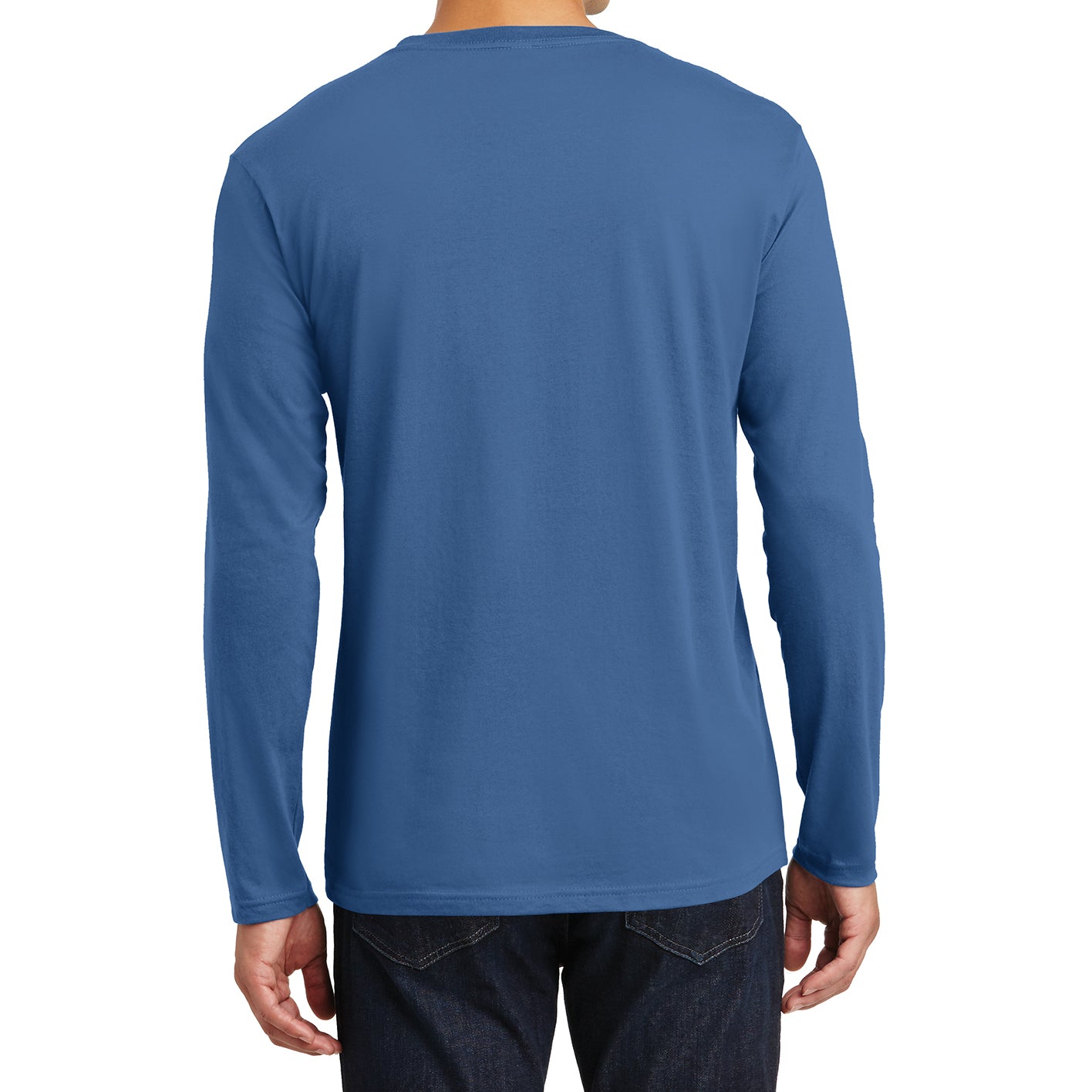Mens Perfect Weight Long Sleeve Tee - Maritime Blue - Back
