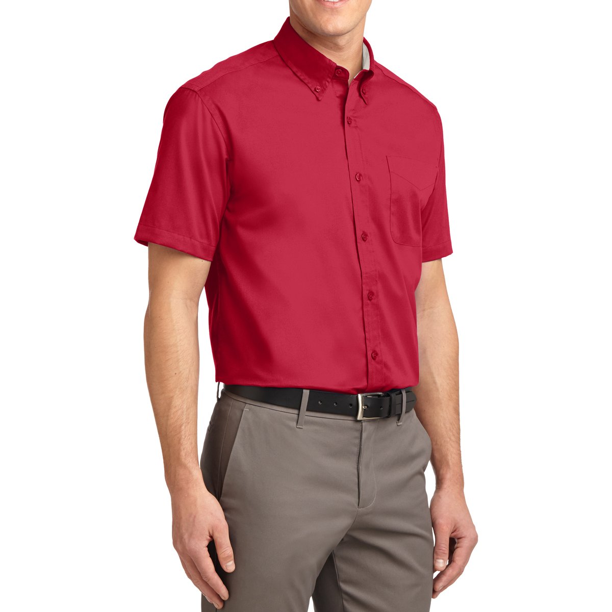 Men's Short Sleeve Wrinkle Resistance Easy Care Button Down Collar Shirt