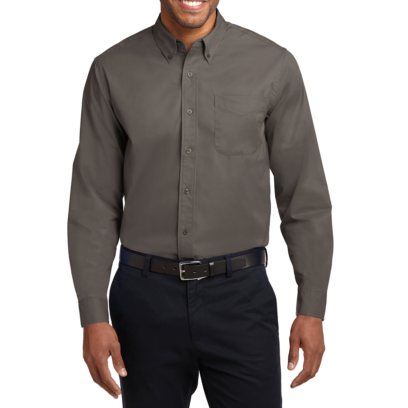 Men's Long Sleeve Easy Care Shirt - Bark - Front