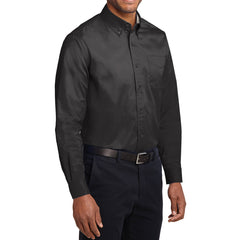 Men's Long Sleeve Easy Care Shirt - Black/ Light Stone - Side