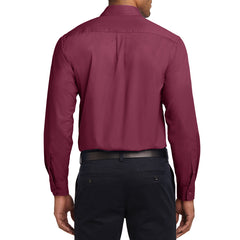Men's Long Sleeve Easy Care Shirt - Burgundy/ Light Stone - Back