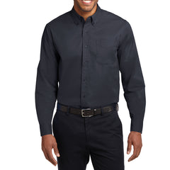 Men's Long Sleeve Easy Care Shirt - Classic Navy/ Light Stone - Front