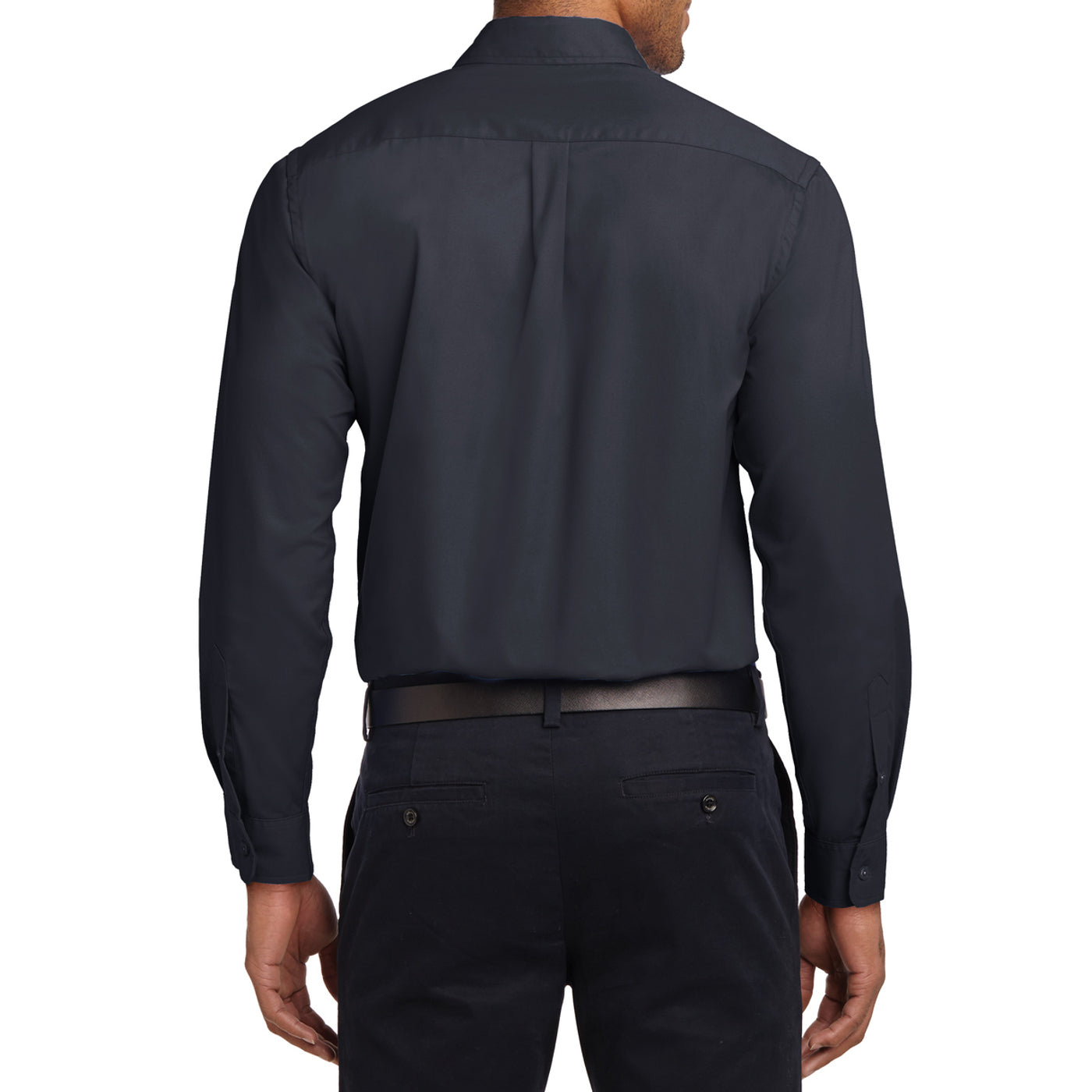 Men's Long Sleeve Easy Care Shirt - Classic Navy/ Light Stone - Back