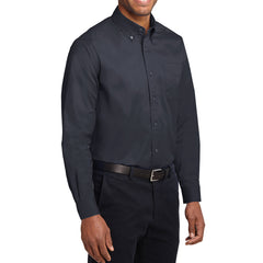 Men's Long Sleeve Easy Care Shirt - Classic Navy/ Light Stone - Side