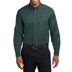 Men's Long Sleeve Easy Care Shirt - Dark Green/ Navy - Front