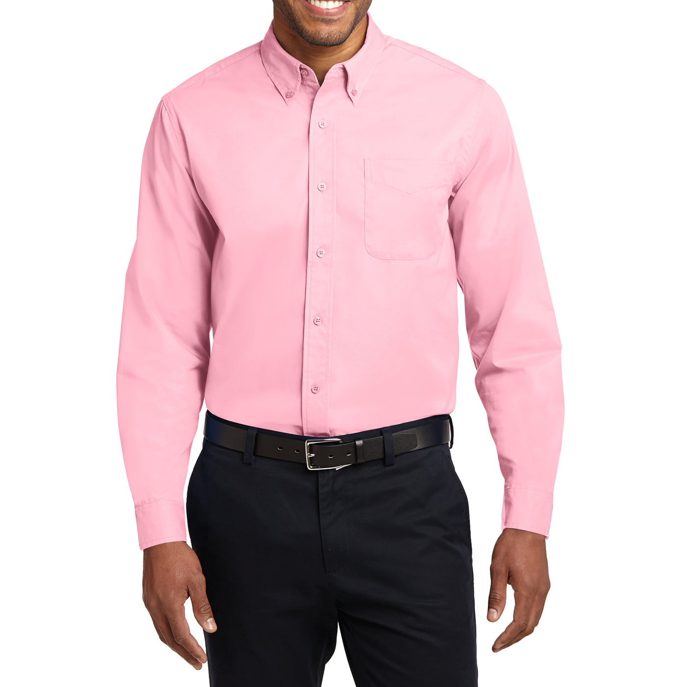 Men's Long Sleeve Easy Care Shirt - Light Pink - Front
