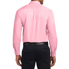 Men's Long Sleeve Easy Care Shirt - Light Pink - Back