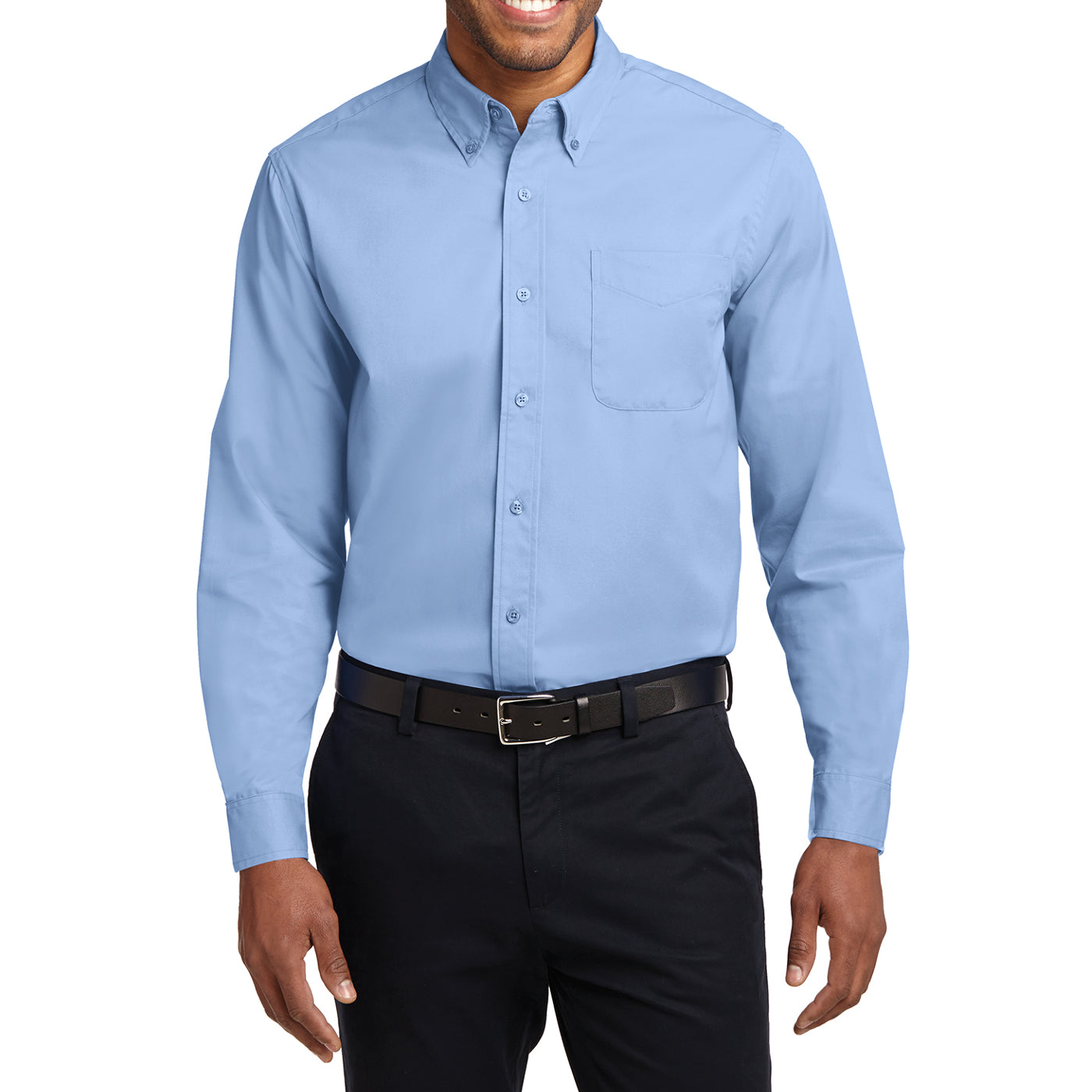 Men's Long Sleeve Easy Care Shirt - Light Blue/ Light Stone - Front