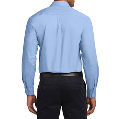 Men's Long Sleeve Easy Care Shirt - Light Blue/ Light Stone - Back