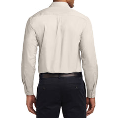 Men's Long Sleeve Easy Care Shirt - Light Stone/ Classic Navy - Back