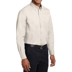 Men's Long Sleeve Easy Care Shirt - Light Stone/ Classic Navy - Side