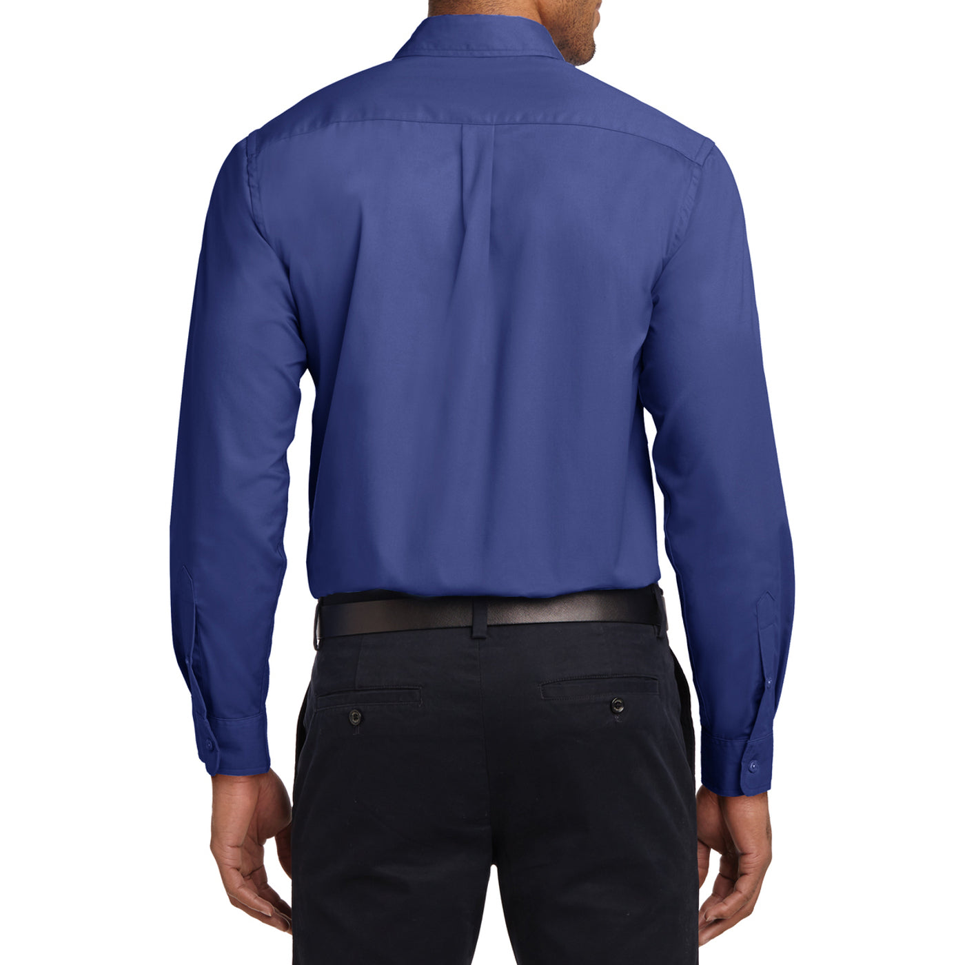 Men's Long Sleeve Easy Care Shirt - Mediterranean Blue - Back