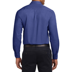 Men's Long Sleeve Easy Care Shirt - Mediterranean Blue - Back