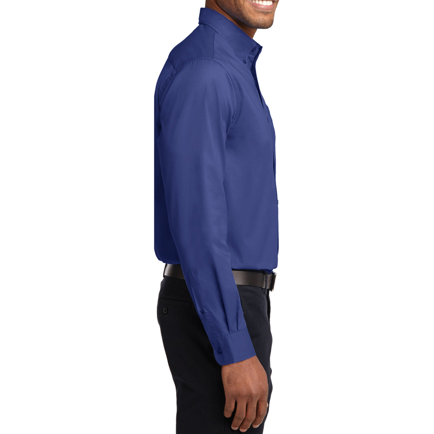 Men's Long Sleeve Easy Care Shirt - Mediterranean Blue - Side