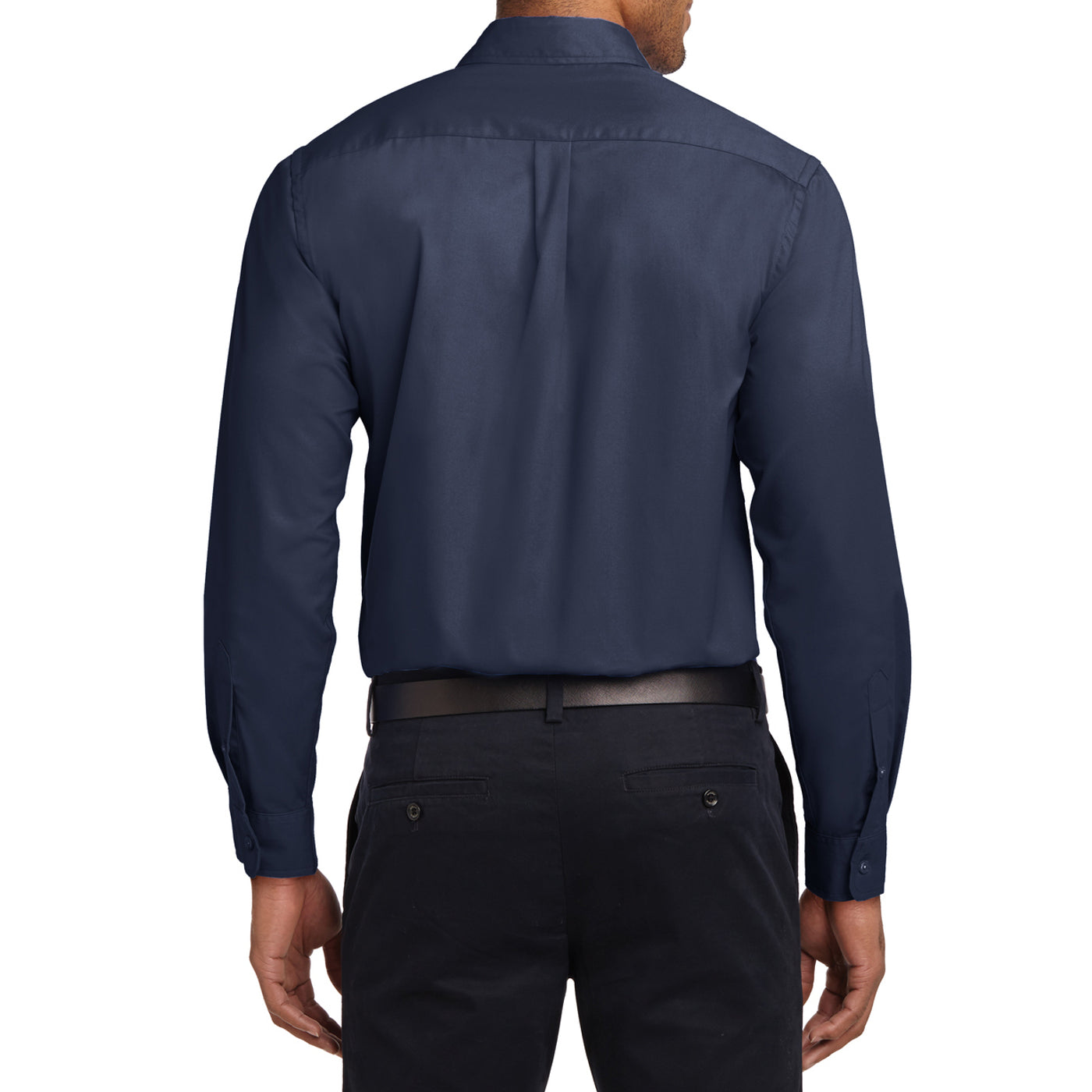 Men's Long Sleeve Easy Care Shirt - Navy/ Light Stone - Back