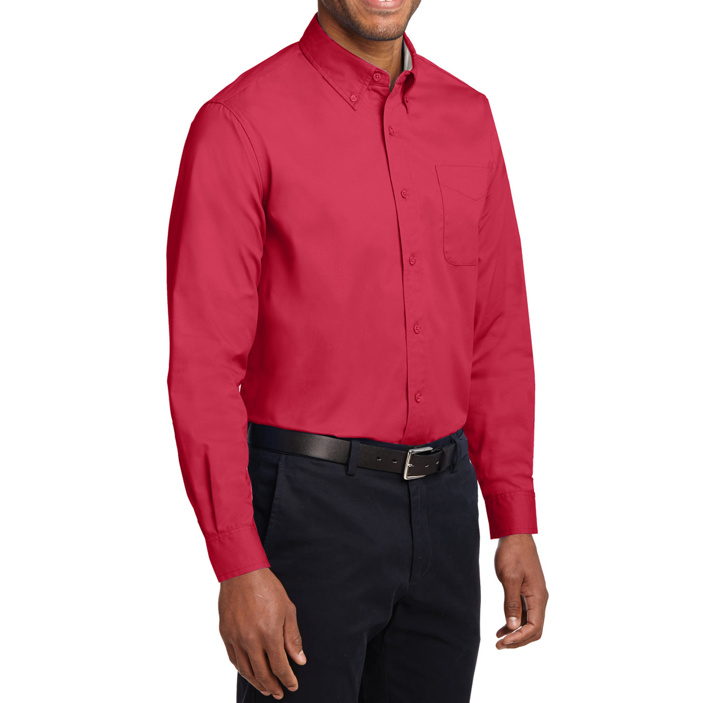 Men's Long Sleeve Easy Care Shirt - Red/ Light Stone - Side
